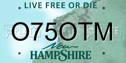 O75OTM New Hampshire License Plate