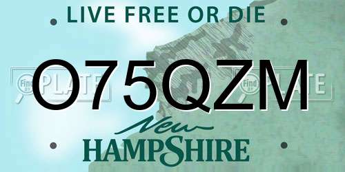 O75QZM New Hampshire License Plate