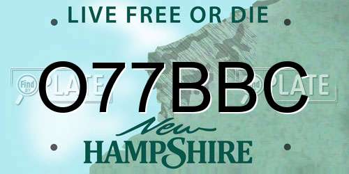 O77BBC New Hampshire License Plate
