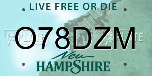 O78DZM New Hampshire License Plate