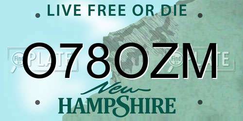 O78OZM New Hampshire License Plate
