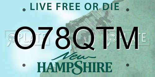 O78QTM New Hampshire License Plate