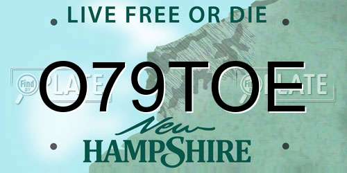 O79TOE New Hampshire License Plate