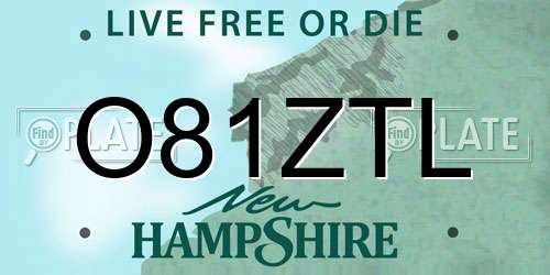 O81ZTL New Hampshire License Plate