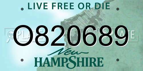 O820689 New Hampshire License Plate