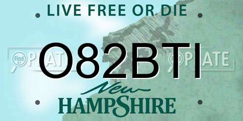 O82BTI New Hampshire License Plate