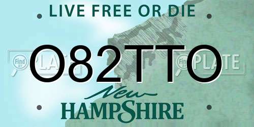 O82TTO New Hampshire License Plate