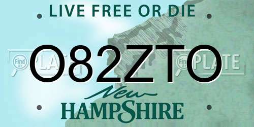 O82ZTO New Hampshire License Plate
