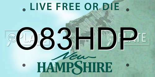 O83HDP New Hampshire License Plate