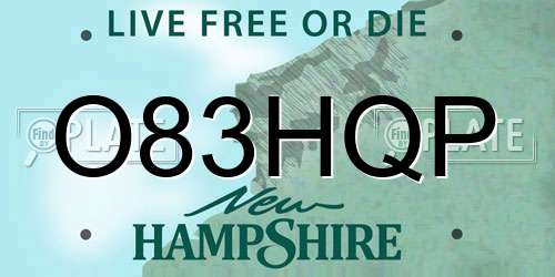 O83HQP New Hampshire License Plate