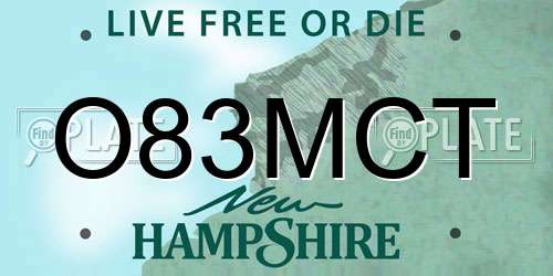 O83MCT New Hampshire License Plate