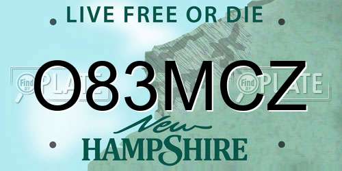 O83MCZ New Hampshire License Plate