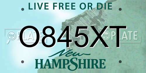 O845XT New Hampshire License Plate
