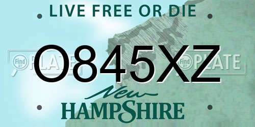 O845XZ New Hampshire License Plate