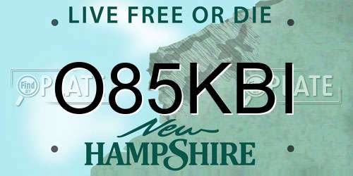 O85KBI New Hampshire License Plate