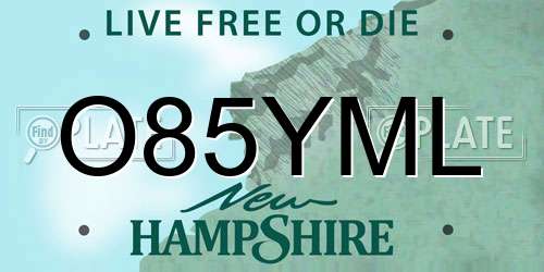 O85YML New Hampshire License Plate