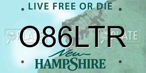 O86LTR New Hampshire License Plate