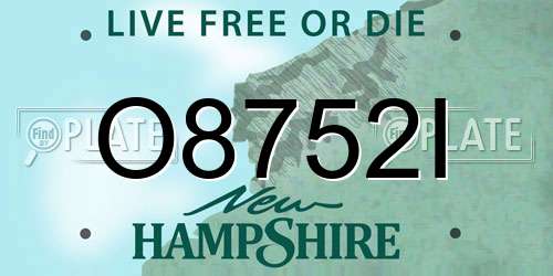 O8752I New Hampshire License Plate
