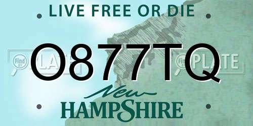 O877TQ New Hampshire License Plate