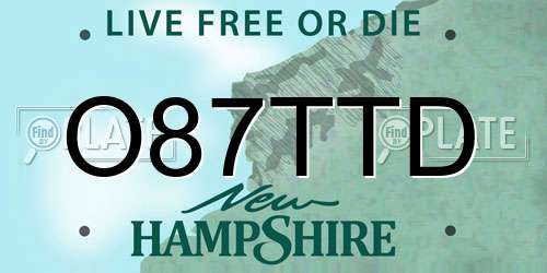 O87TTD New Hampshire License Plate