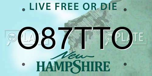 O87TTO New Hampshire License Plate