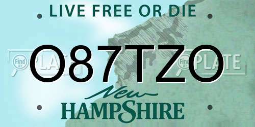 O87TZO New Hampshire License Plate