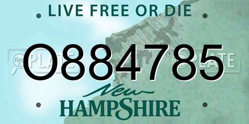 O884785 New Hampshire License Plate