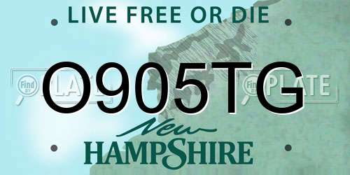 O905TG New Hampshire License Plate