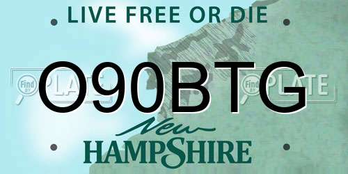 O90BTG New Hampshire License Plate