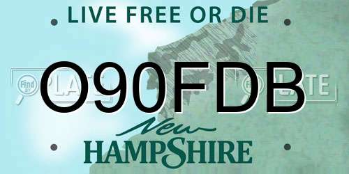 O90FDB New Hampshire License Plate