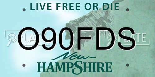 O90FDS New Hampshire License Plate