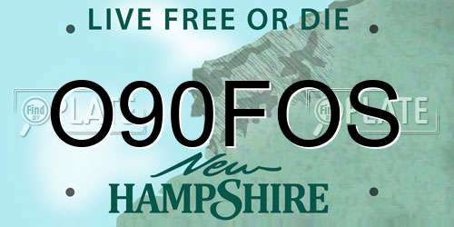 O90FOS New Hampshire License Plate