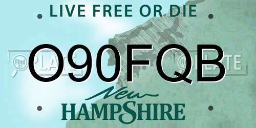 O90FQB New Hampshire License Plate