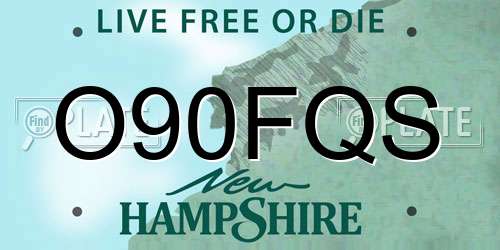 O90FQS New Hampshire License Plate