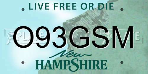 O93GSM New Hampshire License Plate
