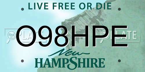 O98HPE New Hampshire License Plate