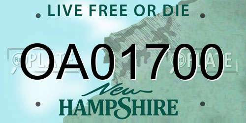 OA01700 New Hampshire License Plate
