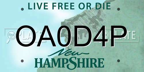 OA0D4P New Hampshire License Plate