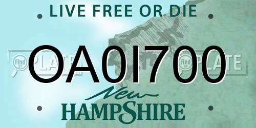 OA0I700 New Hampshire License Plate