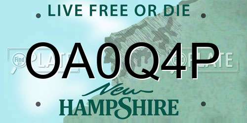 OA0Q4P New Hampshire License Plate