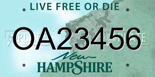 OA23456 New Hampshire License Plate