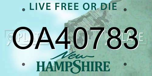 OA40783 New Hampshire License Plate