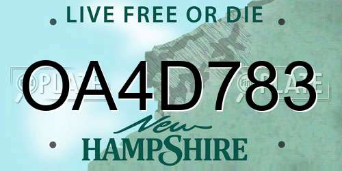 OA4D783 New Hampshire License Plate