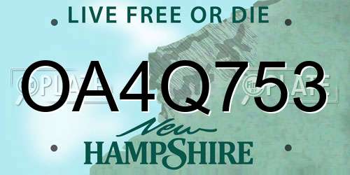 OA4Q753 New Hampshire License Plate