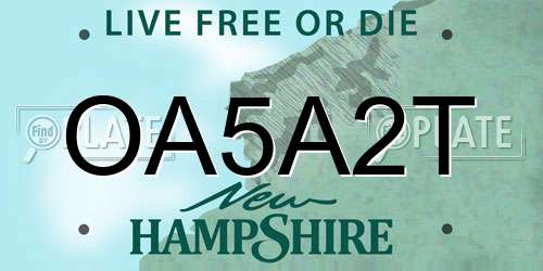OA5A2T New Hampshire License Plate