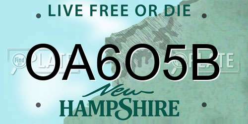 OA6O5B New Hampshire License Plate