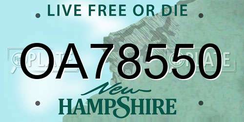 OA78550 New Hampshire License Plate