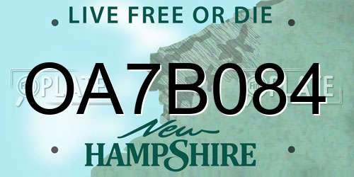 OA7B084 New Hampshire License Plate