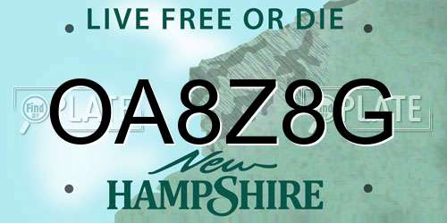 OA8Z8G New Hampshire License Plate
