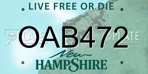 OAB472 New Hampshire License Plate